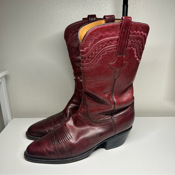 Lucchese Classics Handmade Boots Western Devin Red Ranch USA Made